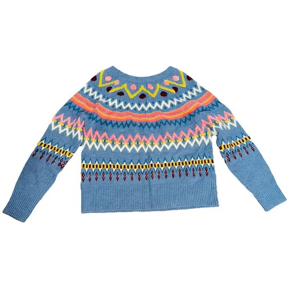 Sundance Catalog Glencoe Sweater Fair Isle Womens M / P Blue Alpaca Wool Blend - Picture 3 of 5